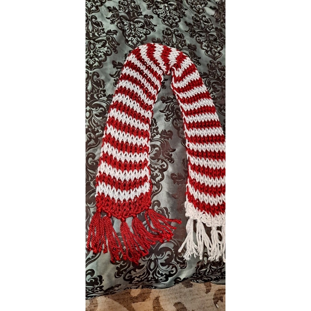 Hand Made Crocheted "Peppermint Stripe" scarf - Picture 2 of 2